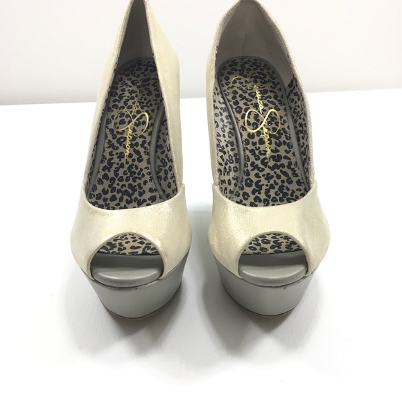 Jessica Simpson | Gold Black Color Block Wedges - Picture 4 of 7